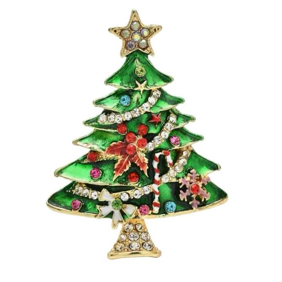 GREEN CHRISTMAS TREE BROOCH - Picture 1 of 1